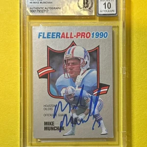 1990 FLEER MIKE MUNCHAK ALL-PROS #9 BECKETT AUTHENTIC SIGNED AUTOGRAPH CARD