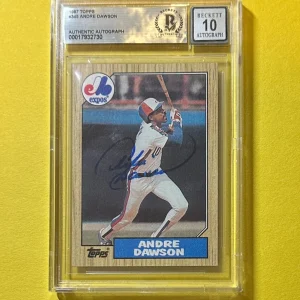 1987 TOPPS ANDRE DAWSON #345 BECKETT AUTH 10 SIGNED AUTO CARD EXPOS HOF