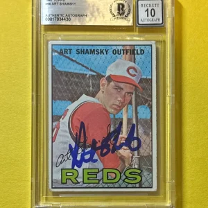 1967 TOPPS ART SHAMSKY #96 SIGNED AUTOGRAPHED CARD BECKETT AUTH 10 REDS