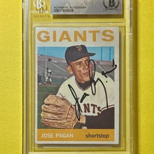 1964 TOPPS JOSE PAGAN #123 BECKETT AUTHENTIC SIGNED AUTO CARD GIANTS