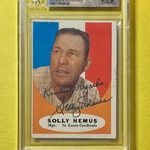 1961 TOPPS SOLLY HEMUS #139 BECKETT AUTHENTIC SIGNED AUTOGRAPHED CARD CARDINALS