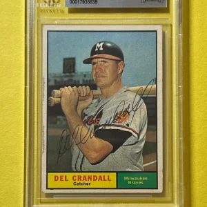 1961 TOPPS DEL CRANDALL #390 BECKETT AUTHENTIC SIGNED AUTOGRAPHED CARD BRAVES