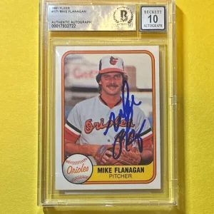 1981 FLEER MIKE FLANAGAN #171 SIGNED AUTOGRAPHED CARD BECKETT AUTH 10 ORIOLES