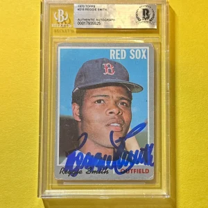 1970 TOPPS REGGIE SMITH #215 BECKETT AUTHENTIC SIGNED AUTOGRAPHED CARD RED SOX