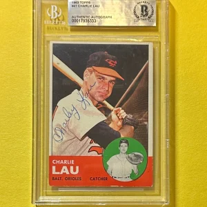 1963 TOPPS CHARLIE LAU #41 BECKETT AUTHENTIC SIGNED AUTOGRAPHED CARD ORIOLES