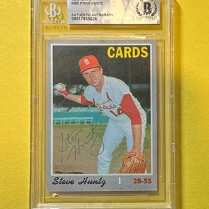 1970 TOPPS STEVE HUNTZ #282 BECKETT AUTHENTIC SIGNED AUTOGRAPHED CARD CARDINALS