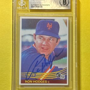 1984 DONRUSS RON HODGES #603 BECKETT AUTHENTIC SIGNED AUTO CARD METS