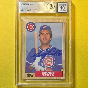1987 TOPPS MANNY TRILLO #732 SIGNED AUTOGRAPHED CARD BECKETT AUTHENTIC 10 CUBS