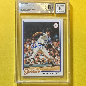 1978 TOPPS DON GULLETT #225 SIGNED AUTOGRAPHED CARD BECKETT AUTH 10 YANKEES