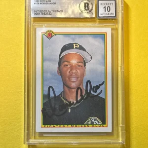 1990 BOWMAN MOISES ALOU #178 SIGNED AUTOGRAPHED CARD BECKETT AUTH 10 PIRATES