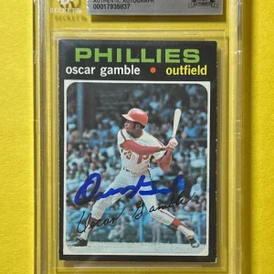 1971 TOPPS OSCAR GAMBLE #23 SIGNED AUTOGRAPHED CARD BECKETT AUTHENTIC PHILLIES