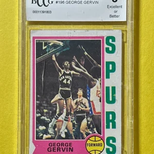 1974-75 TOPPS GEORGE GERVIN #196 BCCG EXCELLENT OR BETTER 8 SPURS