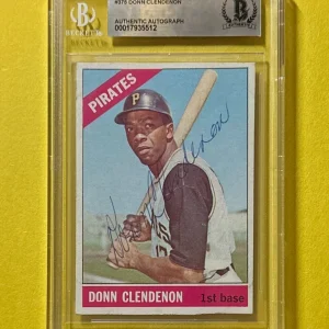 1966 TOPPS DONN CLENDENON BECKETT AUTHENTIC SIGNED AUTOGRAPHED CARD #375 PIRATES