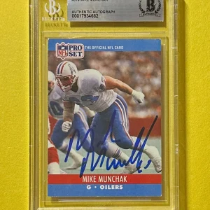 1990 PRO SET MIKE MUNCHAK BECKETT AUTHENTIC SIGNED AUTOGRAPHED CARD #518 OILERS