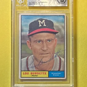 1961 TOPPS LOU BURDETTE #320 BECKETT AUTHENTIC SIGNED AUTOGRAPHED CARD BRAVES