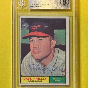 1961 TOPPS DAVE PHILLEY #369 BECKETT AUTHENTIC SIGNED AUTOGRAPHED CARD ORIOLES