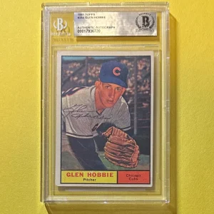 1961 TOPPS GLEN HOBBIE #264 BECKETT AUTHENTIC SIGNED AUTOGRAPHED CARD CUBS