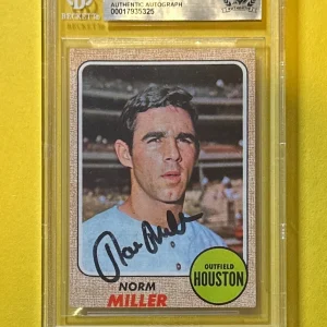 1968 TOPPS NORM MILLER #161 BECKETT AUTHENTIC SIGNED AUTOGRAPHED CARD HOUSTON