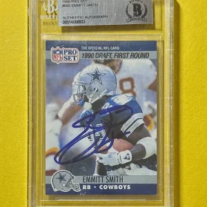 1990 PRO SET EMMITT SMITH BECKETT AUTHENTIC SIGNED AUTOGRAPHED CARD #685 COWBOYS