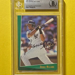 1993 SELECT BERNIE WILLIAMS #393 BECKETT AUTHENTIC SIGNED AUTOGRAPH CARD YANKEES