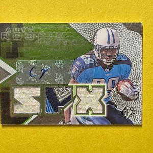 2008 UPPER DECK  SPX FOOTBALL CHRIS JOHNSON AUTO ROOKIE JERSEY /199 #153 TITANS