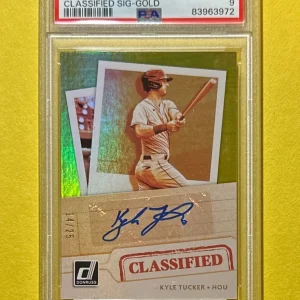 2021 PANINI DONRUSS KYLE TUCKER GOLD CLASSIFIED AUTO /25 #CS-KT PSA MINT 9