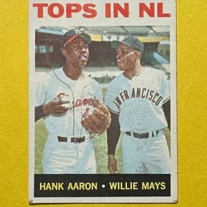1964 TOPPS HANK AARON WILLIE MAYS TOPS IN NL #423