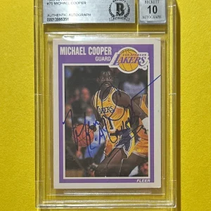 1989-90 FLEER MICHAEL COOPER #75 BECKETT AUTHENTIC SIGNED AUTOGRAPH CARD