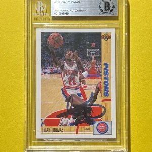 1991-92 UPPER DECK ISIAH THOMAS #333 BECKETT AUTHENTIC SIGNED AUTOGRAPH CARD