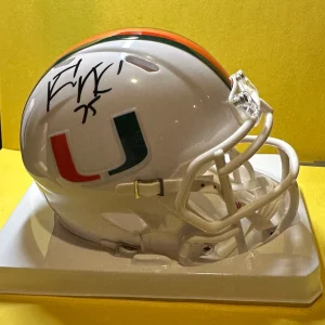 VINCE WILFORK MIAMI HURRICANES SIGNED AUTOGRAPHED WHITE MINI HELMET BAS