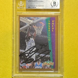 1992-93 FLEER SHAQUILLE O'NEAL BECKETT CERTIFIED AUTH SIGNED AUTO CARD #298