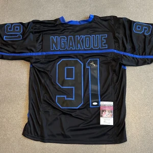 YANICK NGAKOUE BALTIMORE RAVENS SIGNED AUTOGRAPHED BLACK JERSEY SZ XL JSA