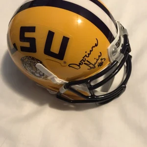 Derrius Guice Signed Autographed Lsu Tigers Mini Helmet Heisman Yellow Psa/Dna