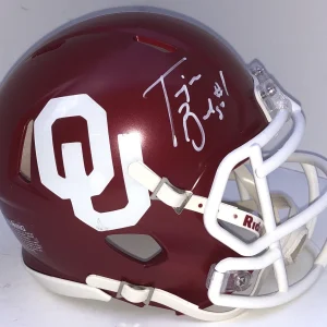 Trejan Bridges Signed Autographed Oklahoma Sooners Mini Helmet Boomer Champs Coa