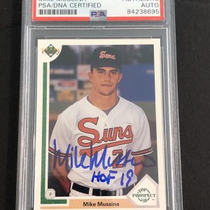 Mike Mussina Signed Auto Baltimore Orioles 1991 Upper Deck Rookie Card Psa/Dna