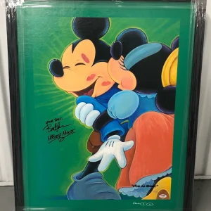 Bret Iwan Signed Mickey Mouse Artist Proof Stretched Canvas Kisses For Bravery