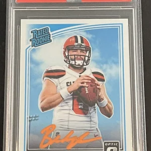 Baker Mayfield Signed Autograph 2018 Optic Rookie Card Cleveland Browns PSA/DNA