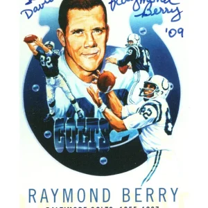 RAYMOND BERRY HAND SIGNED FOOTBALL TRADING CARD     BALTIMORE COLTS     TO DAVID