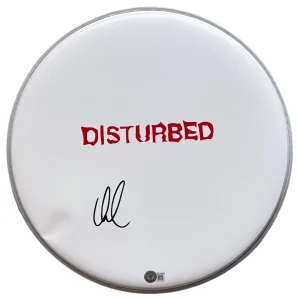 David Draiman DISTURBED Signed 14" Drumhead Band Singer Autograph Beckett COA