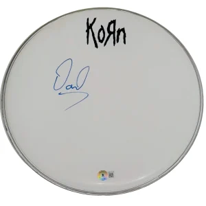 David Silveria KORN Signed Autograph 12" Drumhead Band Drummer Beckett COA