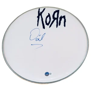 David Silveria KORN Signed Autograph 12" Drumhead Band Drummer Beckett COA