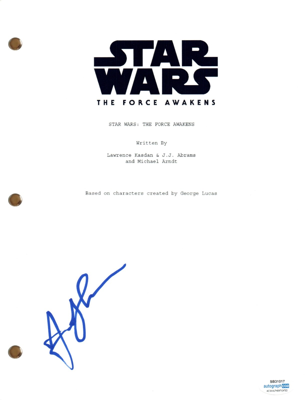 Andy Serkis STAR WARS THE FORCE AWAKENS Signed Autograph Movie