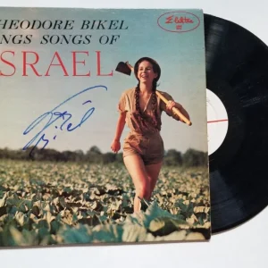 Theodore Bikel REAL hand SIGNED Sings Songs of Israel Vinyl Record COA Autograph