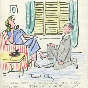 TED KEY HAND SIGNED ORIGINAL 1950s COLOR ARTWORK   RARE    SATURDAY EVENING POST