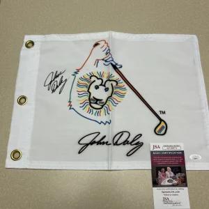 JOHN DALY SIGNED AUTOGRAPH GOLF PIN FLAG JSA COA LOGO