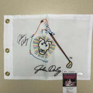 JOHN DALY SIGNED AUTOGRAPH GOLF PIN FLAG JSA COA LOGO