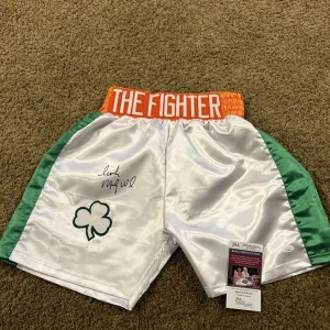 IRISH MICKY WARD SIGNED AUTOGRAPH BOXING TRUNKS JSA COA THE FIGHTER BOXER CHAMP
