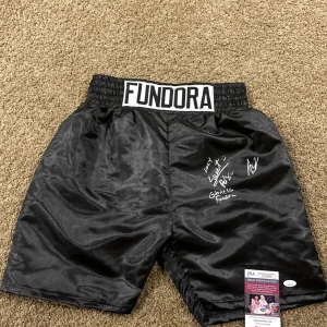 SEBASTIAN & GABRIELA FUNDORA SIGNED AUTOGRAPH BOXING TRUNKS SHORTS JSA COA BOXER