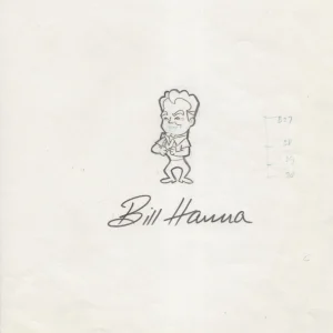 Bill Hanna REAL hand DRAWN & SIGNED Cel Self Portrait Sketch JSA LOA Barbera