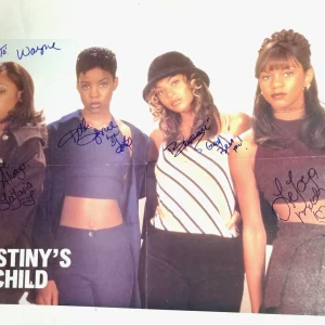 Destiny's Child REAL SIGNED Mag Poster JSA LOA RARE Beyonce Kelly LeToya LaTavia